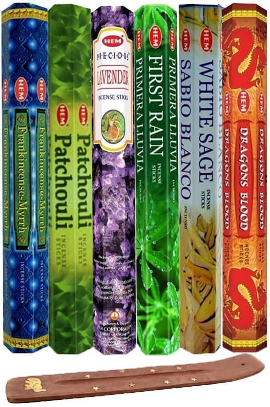 Assorted Incense Sticks Pack of 6 (120 Count) - Aromatherapy & Yoga
