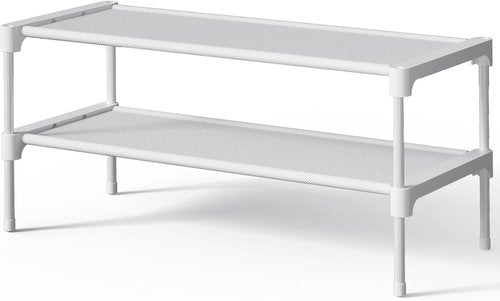 Kitsure Shoe Rack - Stackable Non-Woven Shoe Organizer for Closet & Entryway | 27.5" Wide - 2 Tier, White