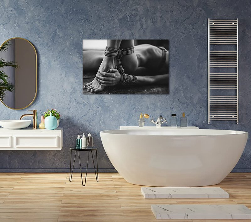 Yatsen Bridge Sexy Canvas Wall Art Black White Nude Woman Paintings Posters and Prints Modern Bondage Pictures Wall Decor for Living Room Bedroom Decoration Framed Ready to Hang - 44x28inch