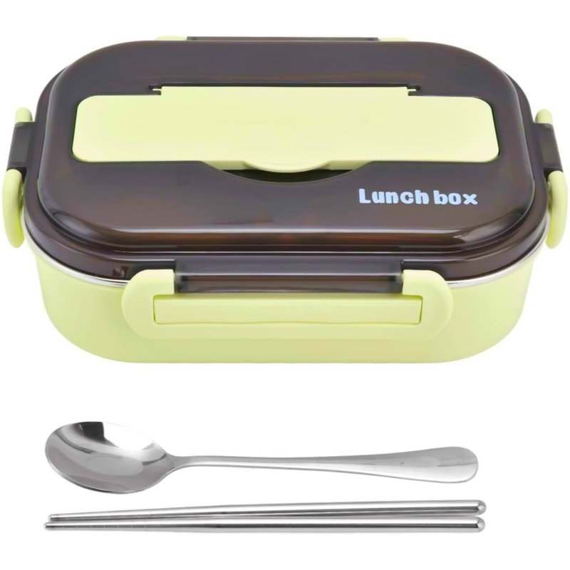 Insulated Lunch Boxes with a separate soup bowl,Stainless Steel Bento Box with Lid,4‑Grid Portable Box with Spoons,Chopsticks and Lunch Bag,Leakproof Lunchbox Set for Work Travel Camping (Green, 1.5L)