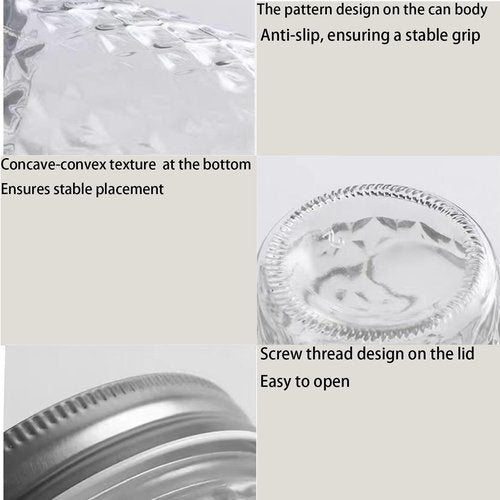 OUCBND Mason Jars 8 oz Wide Mouth, 4 Pack with Airtight Lids - Food Grade Glass, Free Brush & Stickers for Food Storage, Canning, DIY Gifts