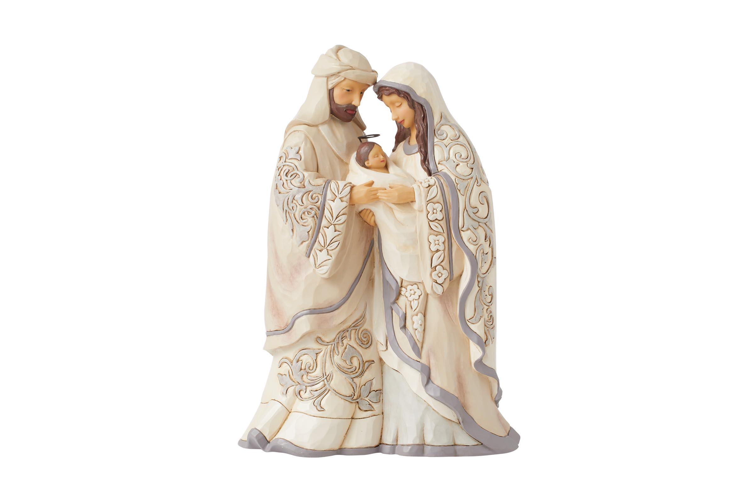 Enesco Jim Shore Heartwood Creek White Woodland Nativity Holy Family Figurine- Resin Hand Painted Crafted Collectible Decorative Figurines Christmas Home Decor Sculpture Shelf Statue Gift, 8 Inch