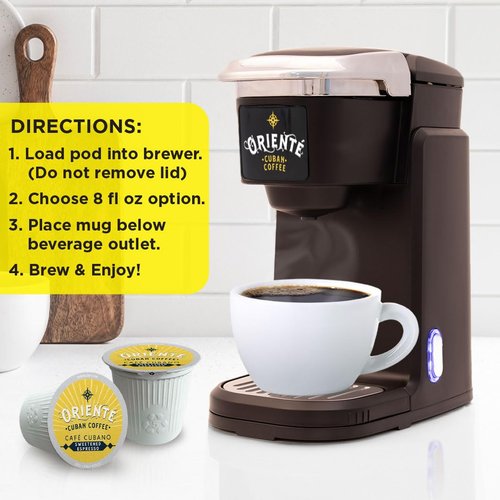 Oriente Sweetened Espresso Coffee Pods, 18 ct, Dark Roast Flavored Cuban Inspired Coffee in Single Serve Pods - 100% Arabica Coffee, Compatible with Keurig K Cups Maker