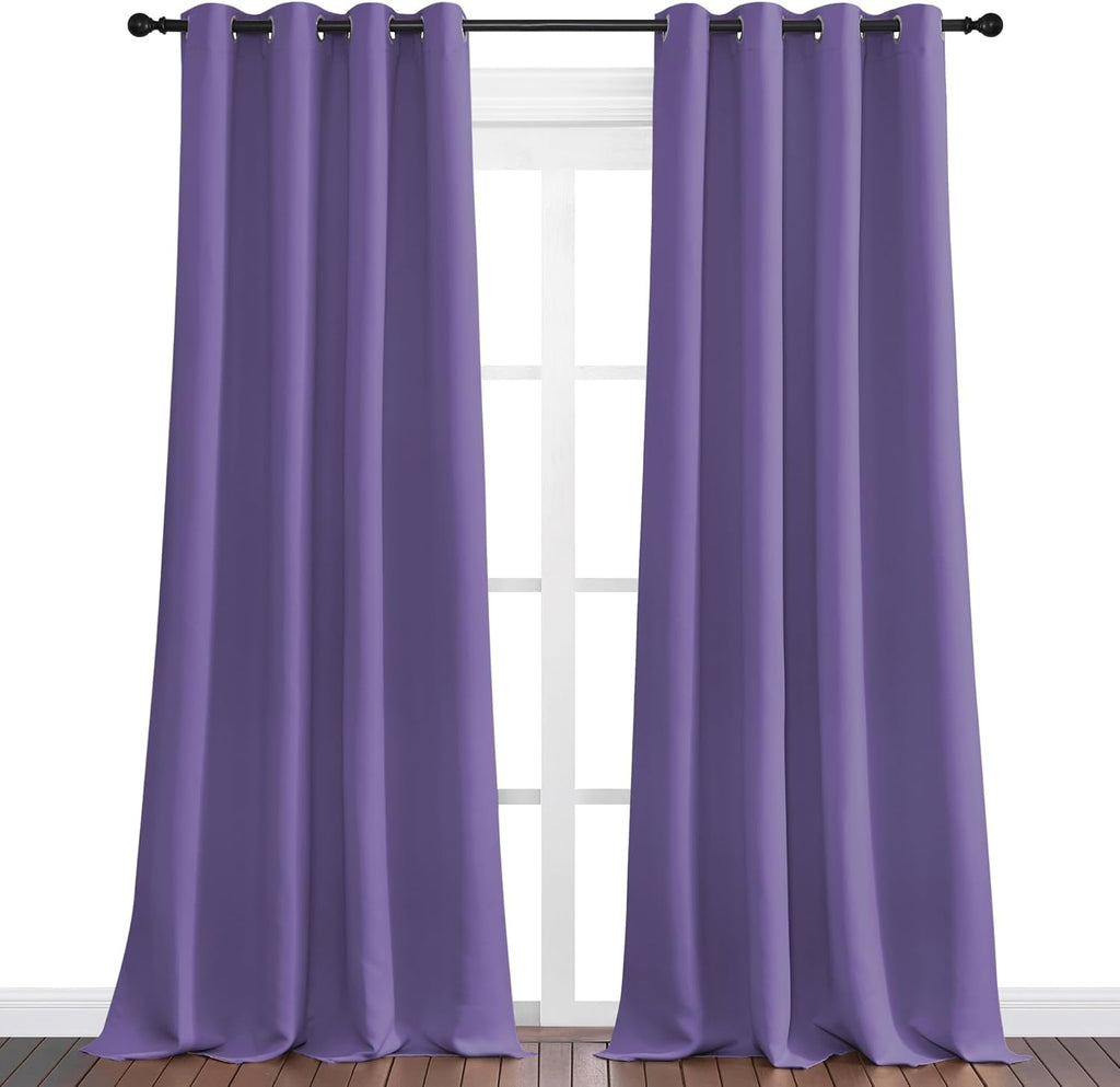 NICETOWN Blackout Curtains - Lilac Purple, 96" Long x 55" Wide, 2 Pieces | Sound Reducing & Thermal Insulation for Modern Spaces