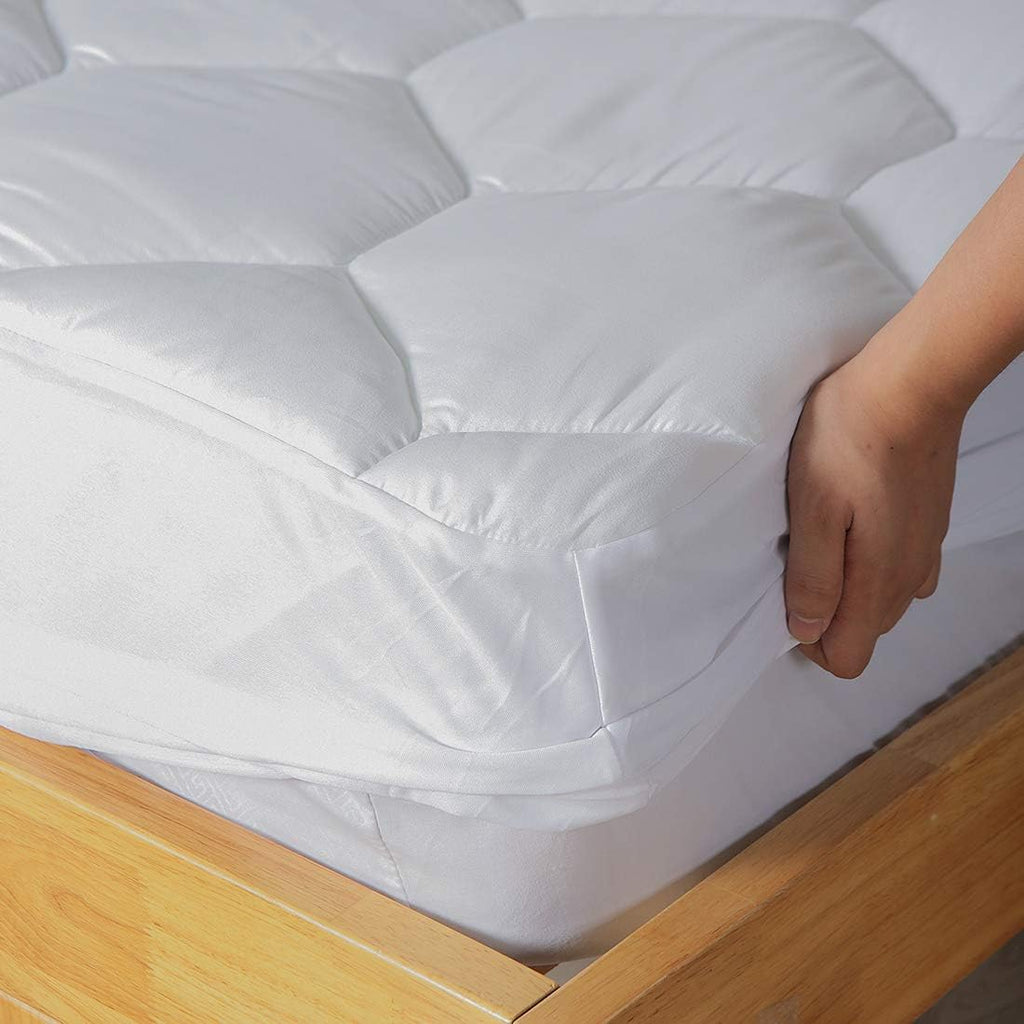 Queen Mattress Pad - Ultra Soft Quilted Fitted Topper Cover for 8-21" Deep Pockets | White