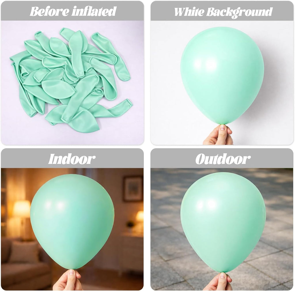 Voircoloria Mint Green Balloons - 12-Inch Pastel Latex Balloons | 66-Pack for Graduation, Weddings & Parties