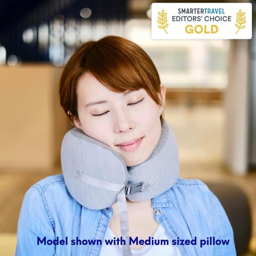 C CUSHION LAB Travel Pillow - Award-Winning Ergonomic Memory Foam for Neck Support | Compact Gray Design