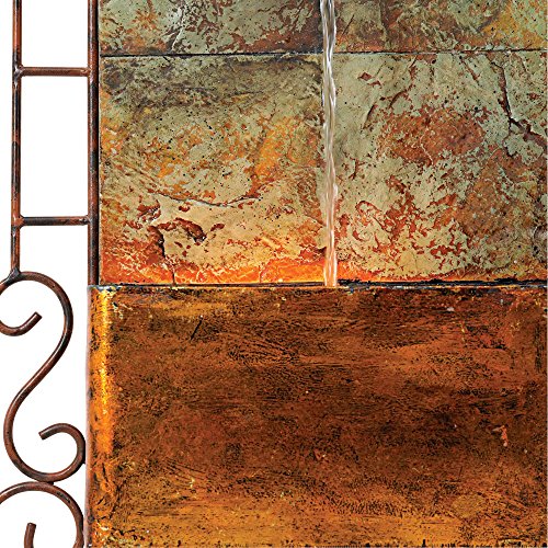 33-Inch Rustic Iron Scroll Wall Fountain with LED Light for Garden Patio