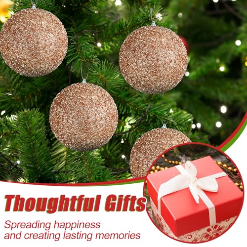 Wettarn 12-Piece 6-Inch Champagne Gold Christmas Ornaments – Large Ball Christmas Decorations