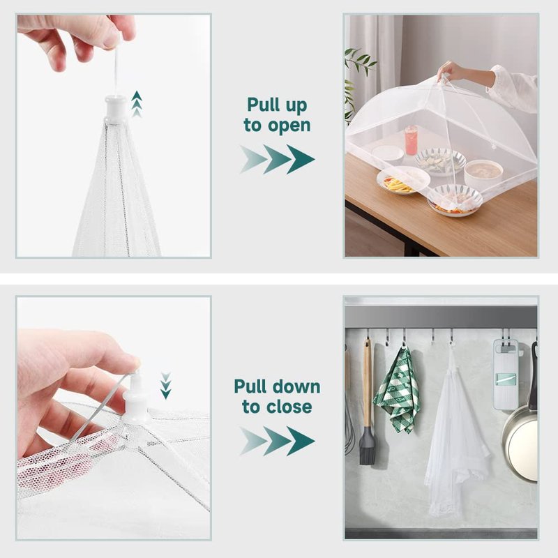 2 Pack Extra Large Food Tents SPANLA 41"X27" Pop-Up Mesh Food Covers for Outdoors with 1 Standard (17"X17") Food Cover, Reusable and Collapsible Food Nets Outside BBQ Party Supplies
