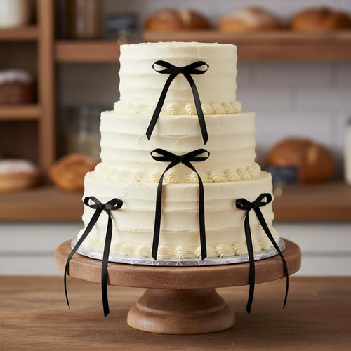 30 Pack Satin Bow Cake Decorations - Pre-Tied Ribbon Bows for Elegant Dessert Decor | Black (3.5 x 6.5 Inch)