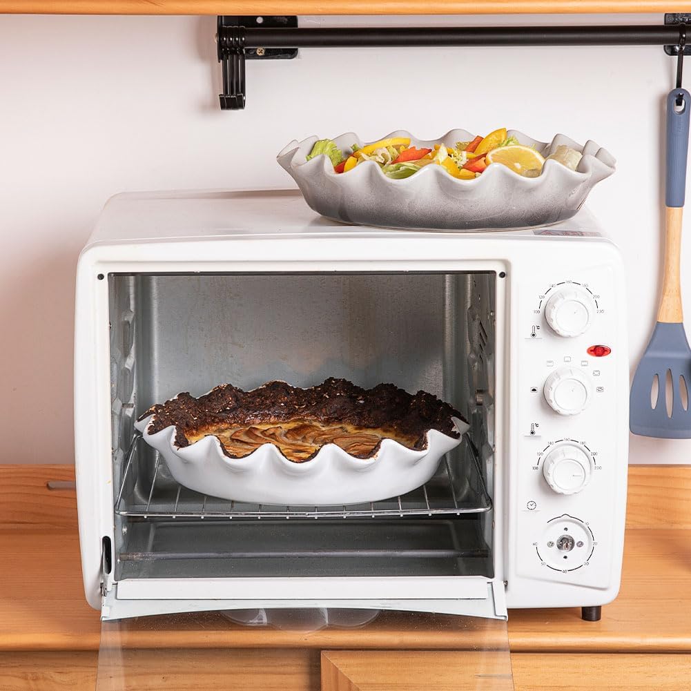 Sweejar Ceramic Pie Pan - 11.5 Inches Deep Fluted Porcelain Dish | Non-Stick Design for Perfect Baking