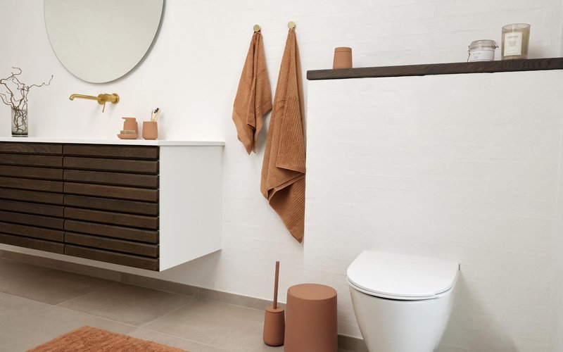 Zone Denmark Nova One Ceramic Toilet Brush with Brush Holder, Soft Touch Coating, Diameter 10.3 cm, Height 37 cm, Mandarin