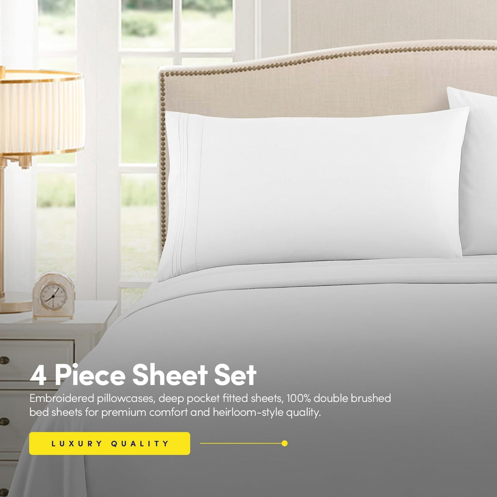 Supreme Collection Queen Sheet Sets - Luxury White Bed Sheets & Pillowcase Set | Extra Soft, Deep Pocket Design