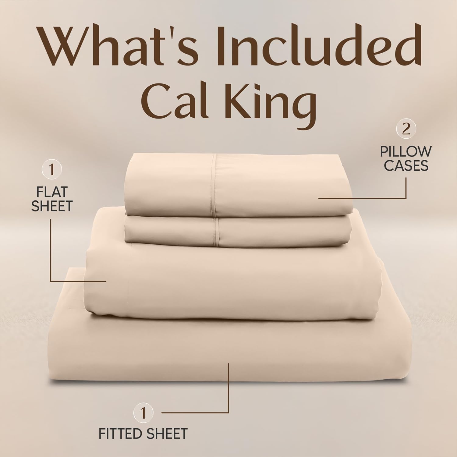 Utopia Bedding California King Size Sheet Set - Soft, Breathable Microfiber, 4-Piece in Beige