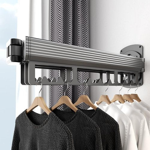 Puixieom Mounted Wall Drying Rack, Laundry Hanger Dryer Rack, Laundry Hanger Rack, Wall Mounted Clothes Rack, Laundry Room Hanging Rack(Foldable/High-Bearing/Never Fall Off/Third Generation/Grey)