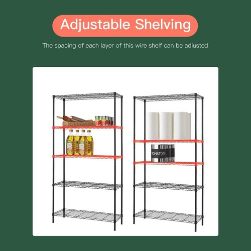 FDW Wire Shelving Unit - 5-Tier Adjustable Metal Rack for Kitchen, Garage & Pantry | 14" D x 36" W x 72" H - Black