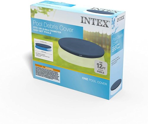INTEX 28022E Pool Cover - Snug Fit for 12ft Round Easy Set Pools | Includes Drain Holes & Rope Tie