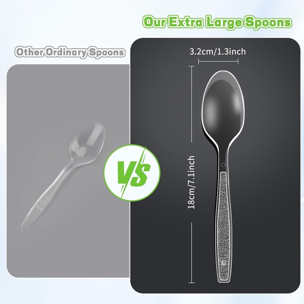 Skiennix 120 Count Plastic Forks & Spoons - Heavy Duty, Heat Resistant, BPA Free, Clear Utensils for Parties & Everyday Use