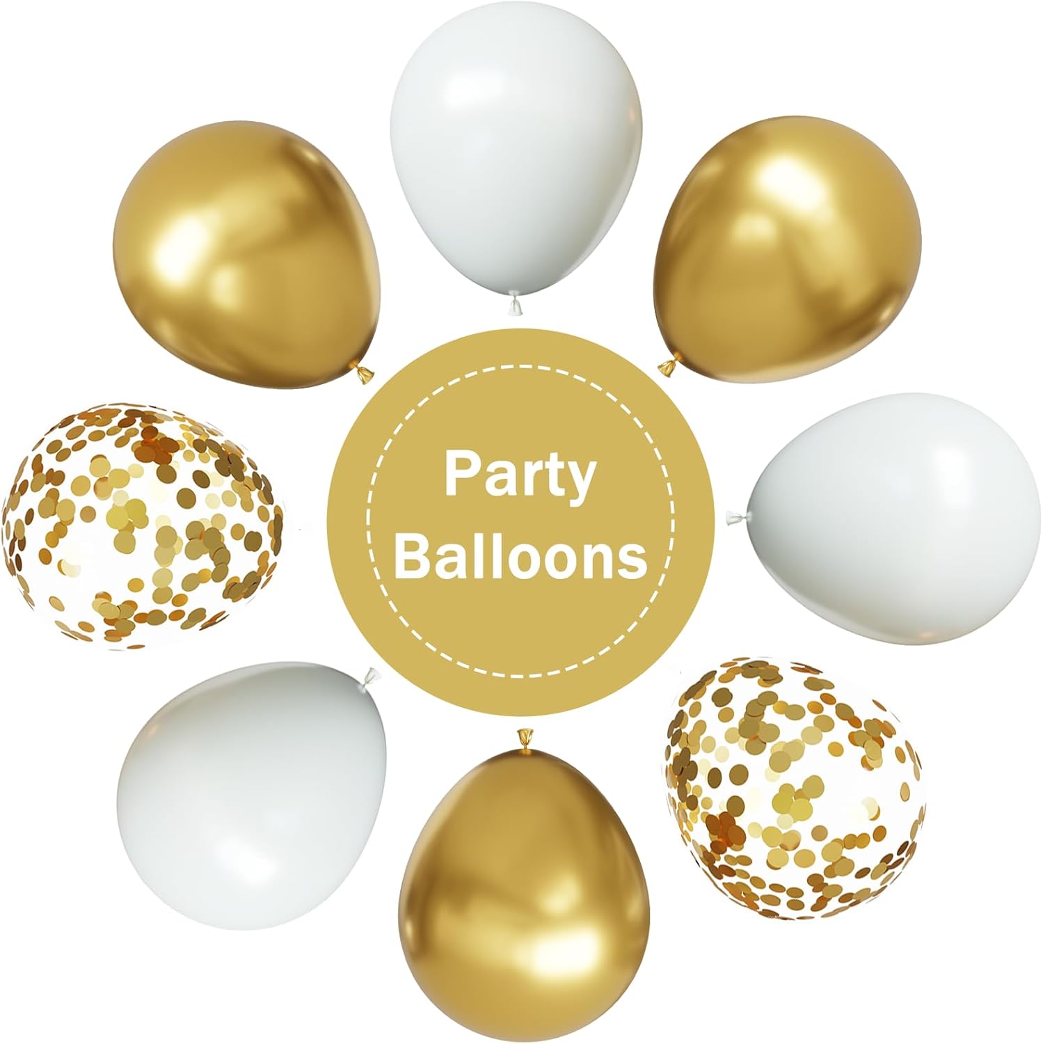 YMSZ Gold and White Confetti Balloons - 67pcs 12 Inch Latex Balloons for Party Decorations