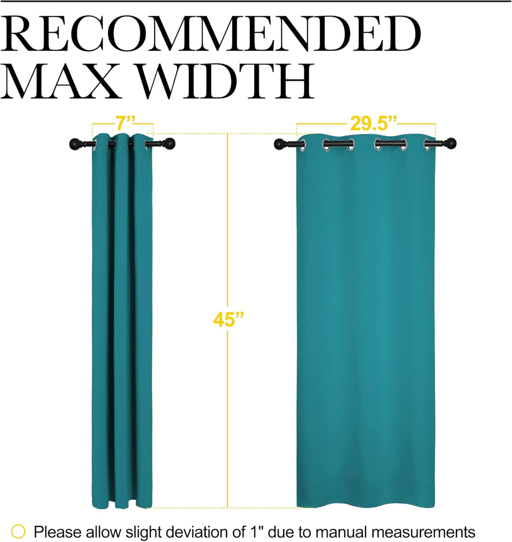 NICETOWN Blackout Curtains - Thermal Insulated Room Darkening Panels for Elegant Bedrooms | Peacock Teal, 45" Length, 2 Pieces
