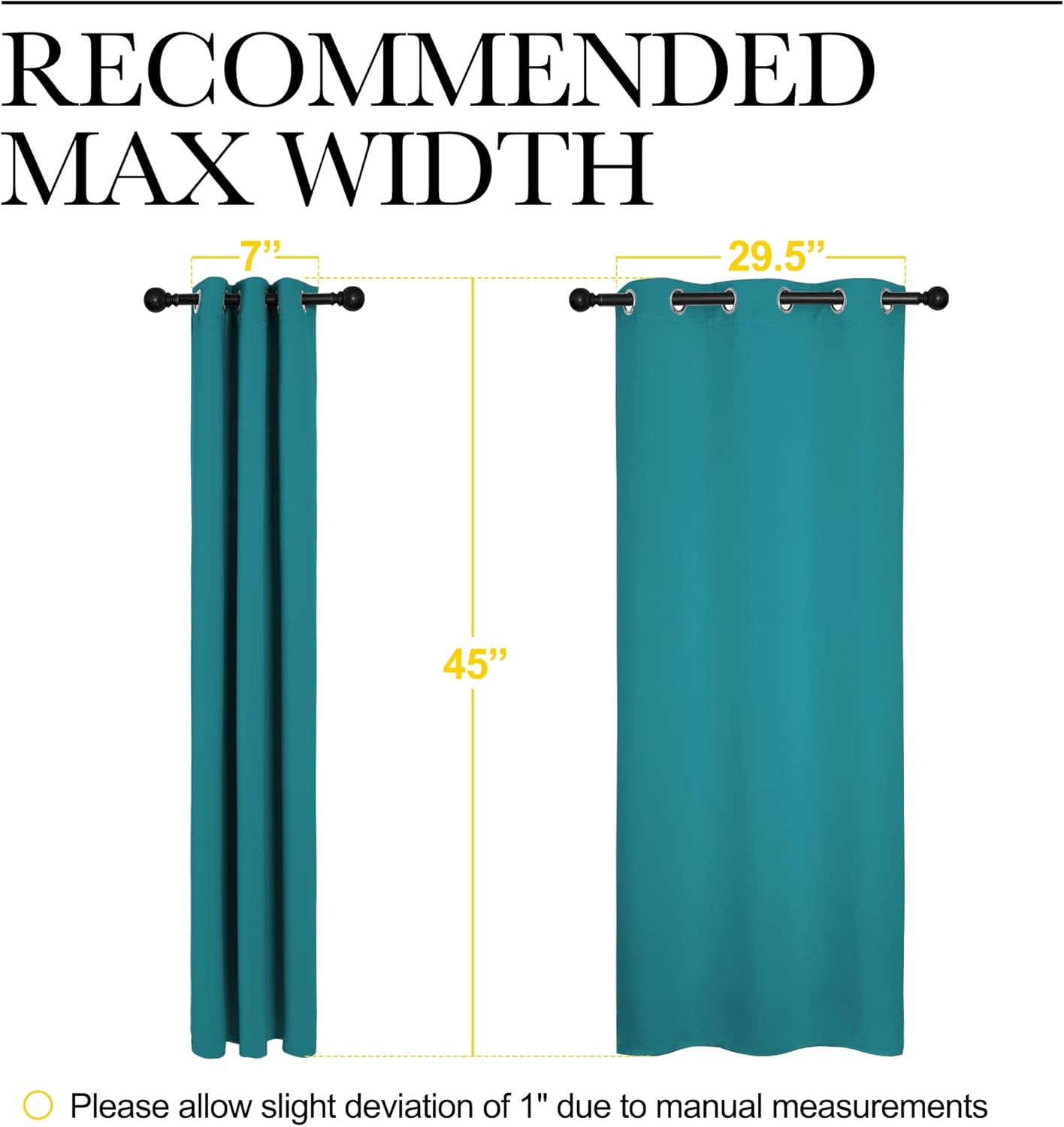 NICETOWN Blackout Curtains - Thermal Insulated Room Darkening Panels for Elegant Bedrooms | Peacock Teal, 45" Length, 2 Pieces