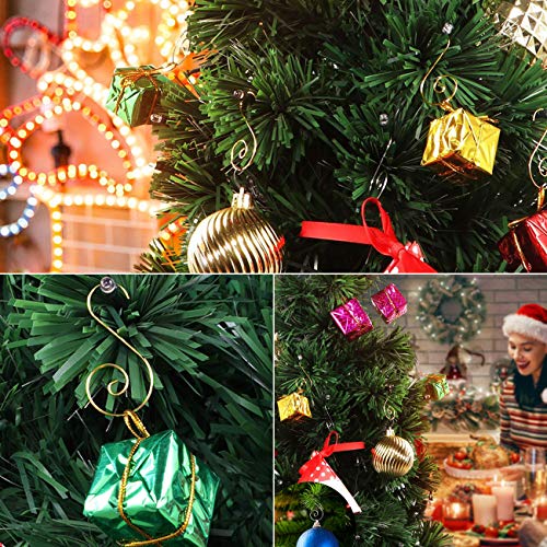 120 Pack Gold Christmas Ornament Hooks - Decorative Wire Tree Hangers