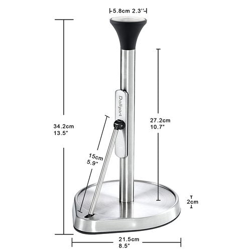 Dailyart Paper Towel Holder Stand for One Hand Tear with Tension Arm, Heavy Duty Paper Towel Holder Countertop with 2.65lb Weighted Base, Kitchen Paper Towel Holders Counter Fit Most Size Paper Roll