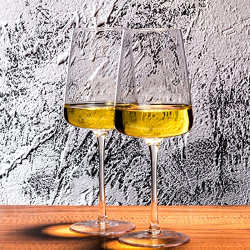 Hand Blown Crystal Wine Glasses Set - 19 oz Long Stem Tulip Wine Glass, 4 Pack