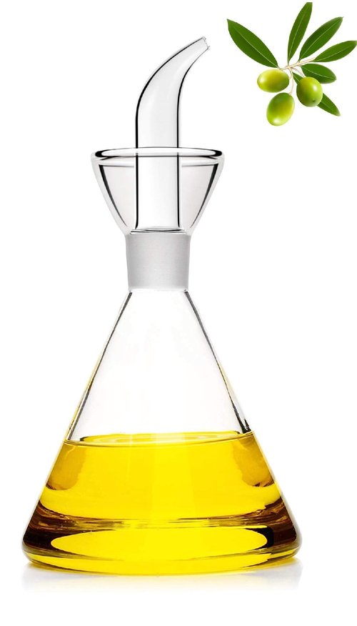 HAIZEEN 9 oz / 250 ml Glass All-Purpose Cruet, Glass Oil Decanter and Cruet (Cone-9 oz, Smooth surface)