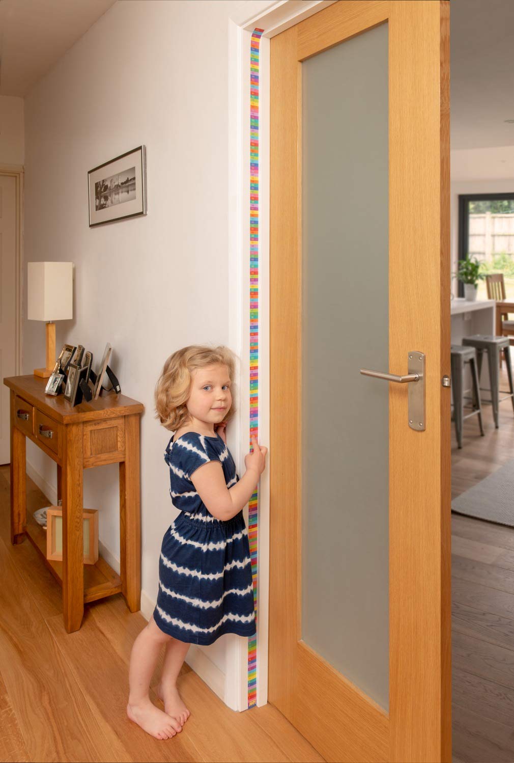 Measure Me! Baby Roll-up Door Frame Growth Height Chart for Children Kids Room - Rainbow Rows