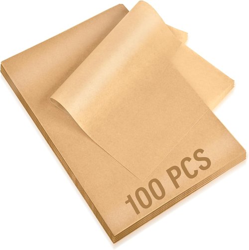 Kovpnor Unbleached Parchment Paper Sheets - 100 Pcs Precut Non-Stick Baking Sheets | 9x13 In for Grilling & Air Frying