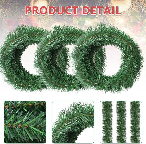 Showvigor 49FT Artificial Green Garland Christmas Decor for Festival & Wedding (Green)