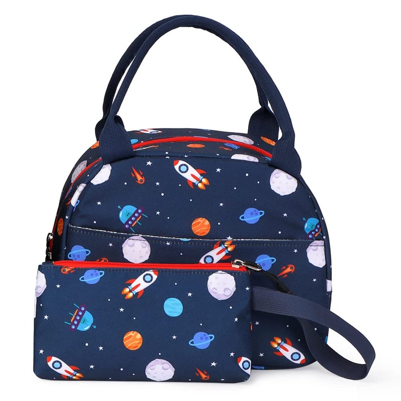 Moonmo School Backpack Kids Bookbag Set-with Lunch Bag & Pencil Case Elementary Preschool Kindergarten Supplies for Boys Large Capacity Backpack Set (Dark Blue Space)