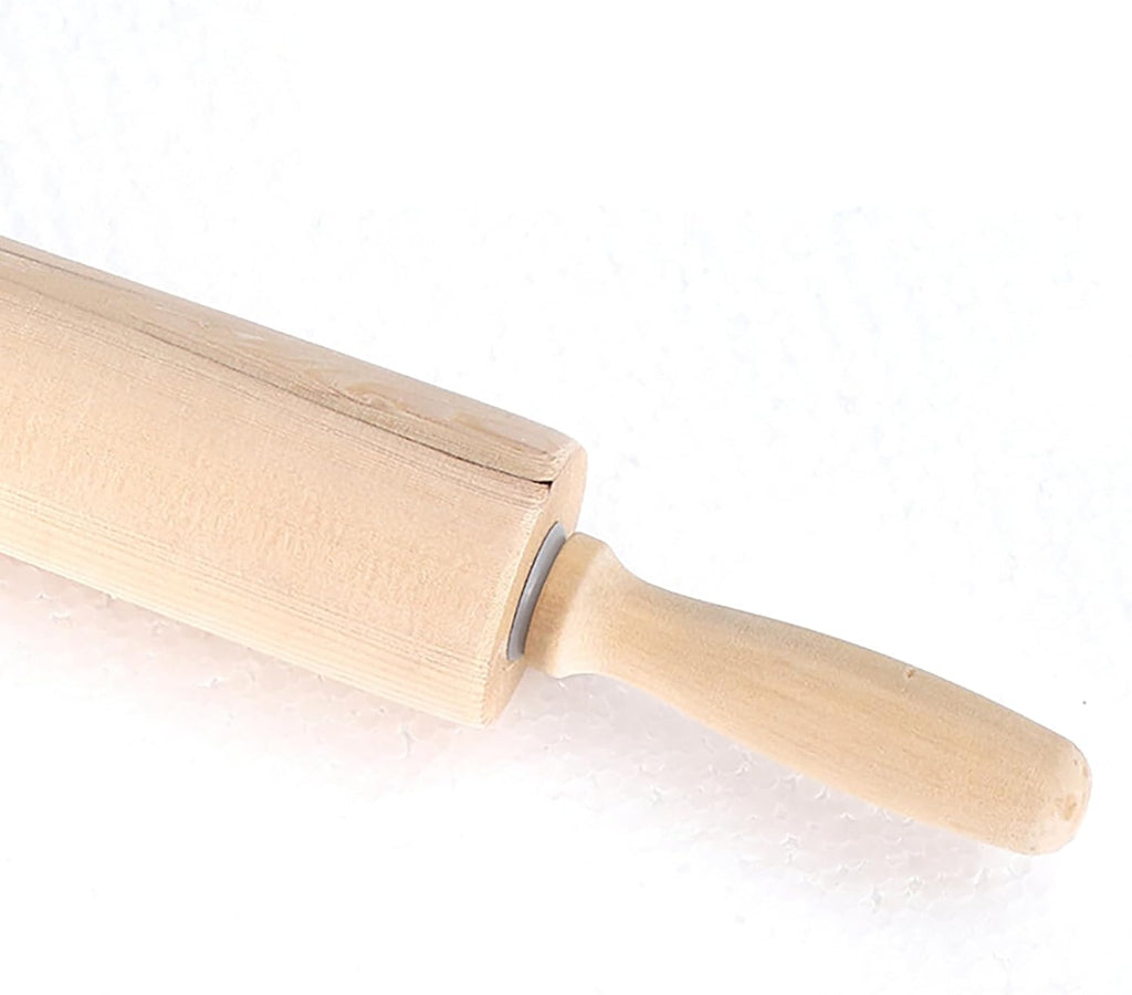 Skiennix 13.8 Inch Wooden Rolling Pin - Perfect for Kneading Dough for Bread, Pizza & Cookies