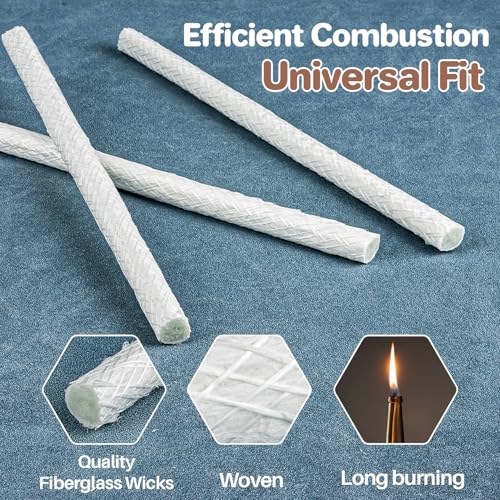 20-Pack Fiberglass Torch Wicks for Oil Lamps and Lanterns - 1/2 x 9.85 in