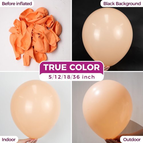 Bezente 18-Inch Pastel Orange Balloons - 30 Pack of Thick, Round Latex Balloons for Parties & Events