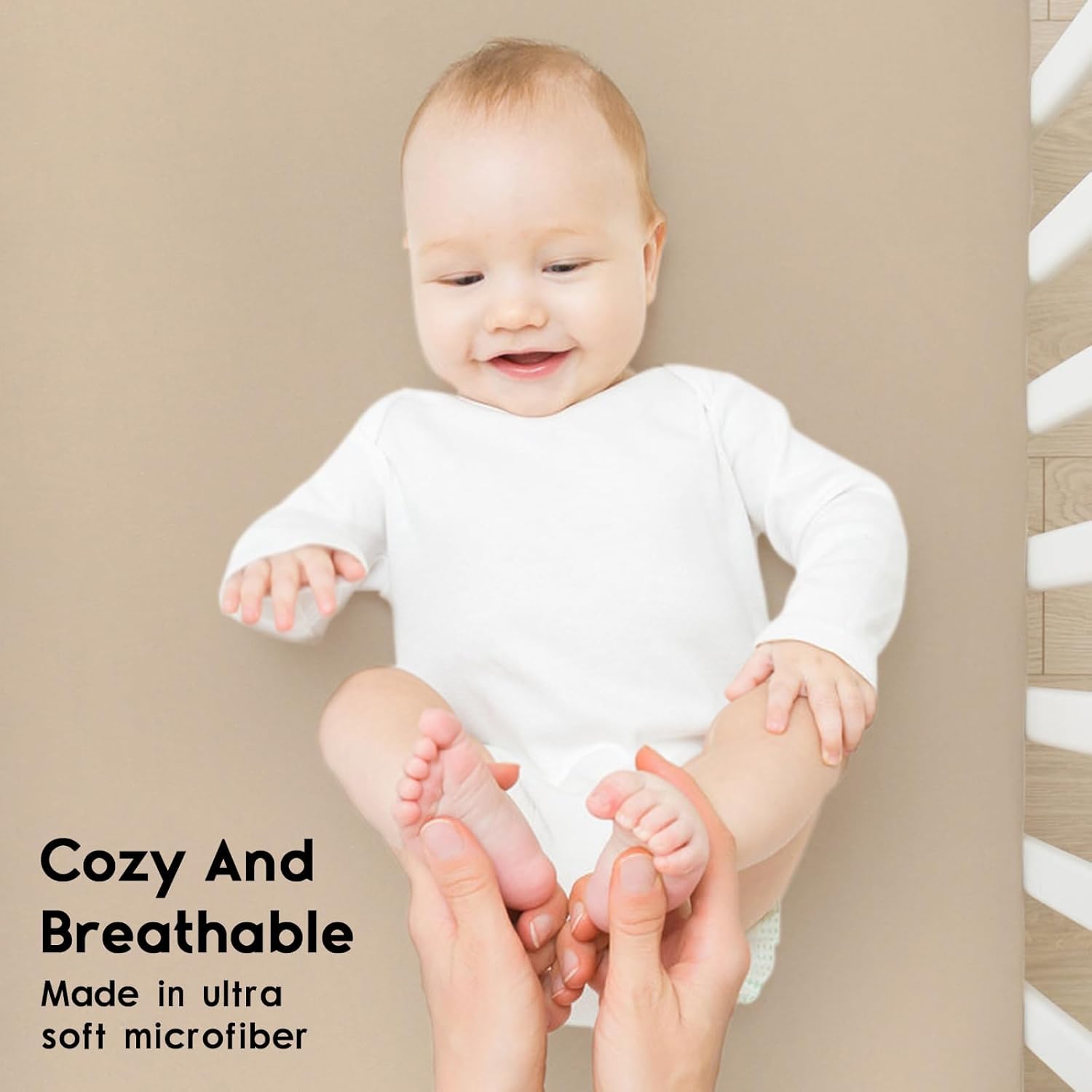 Yoofoss Fitted Pack and Play Sheets - Soft, Breathable Mini Crib Sheets 2-Pack | Apricot & Green
