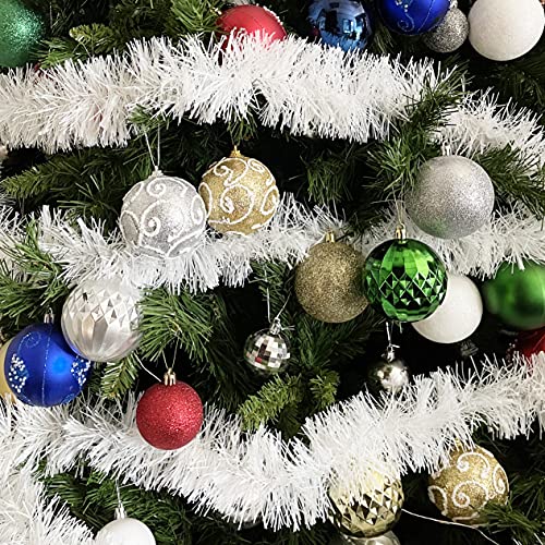White Metallic Foil Tinsel Garland, 50 Ft - Christmas & Holiday Decor