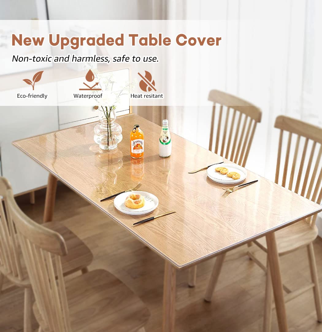 RostiKong 42 x 68 Inch Clear Plastic PVC Table Protector Tablecloth Wooden Furniture Coffee Glass End Side Bistro Table Cloth Top Protection Countertop Cover Desk Pad Mat Waterproof Rectangular Vinyl