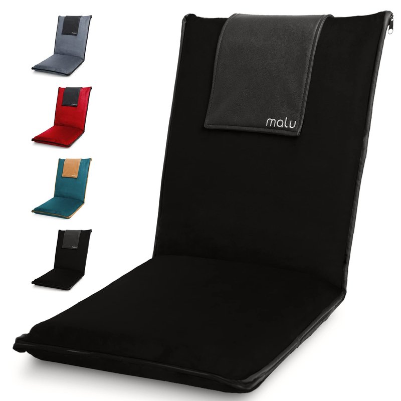 malu Padded Floor Chair w/Back Support - Japanese Chair Meditation Cushion, Comfortable Folding Backrest, Removable Easy Wash Cover (Pillow, Extra Large, Gray)