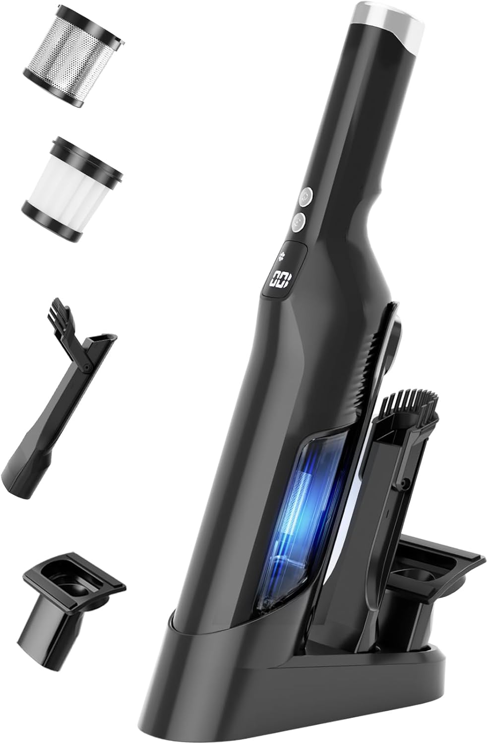 Sweepcent Handheld Vacuum - Cordless 24Kpa Car Vacuum with Brushless Motor & Charging Dock | Lightweight 1.5lbs for Home, Car & Pets (Black)