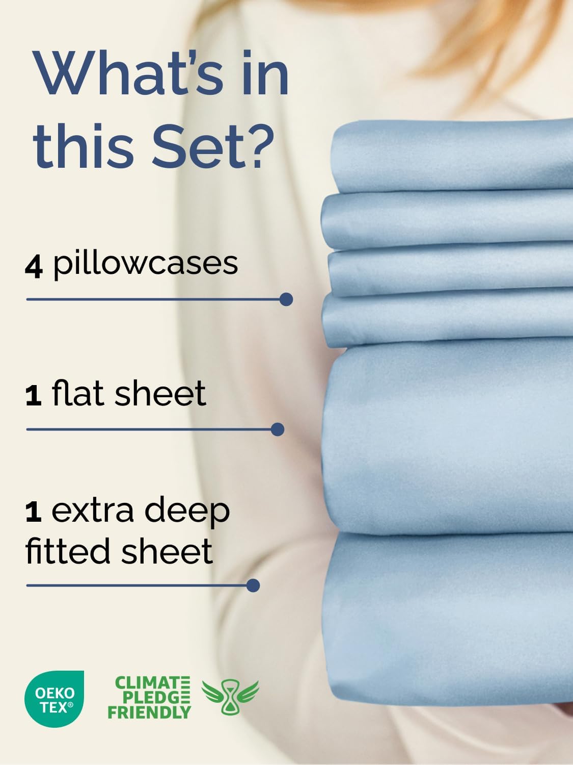 Skiennix Extra Deep Full Sheet Set | 6-Piece Breathable Cooling Bedding - Soft, Wrinkle-Free Sky Blue