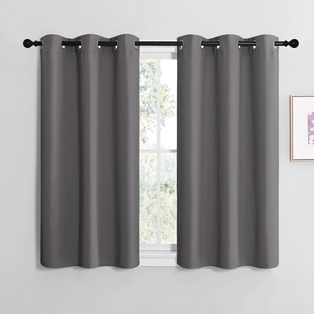 NICETOWN Grey Blackout Curtain Panels - Thermal Insulated Grommet Top Drapes | 2 Panels, 29"W x 30"L