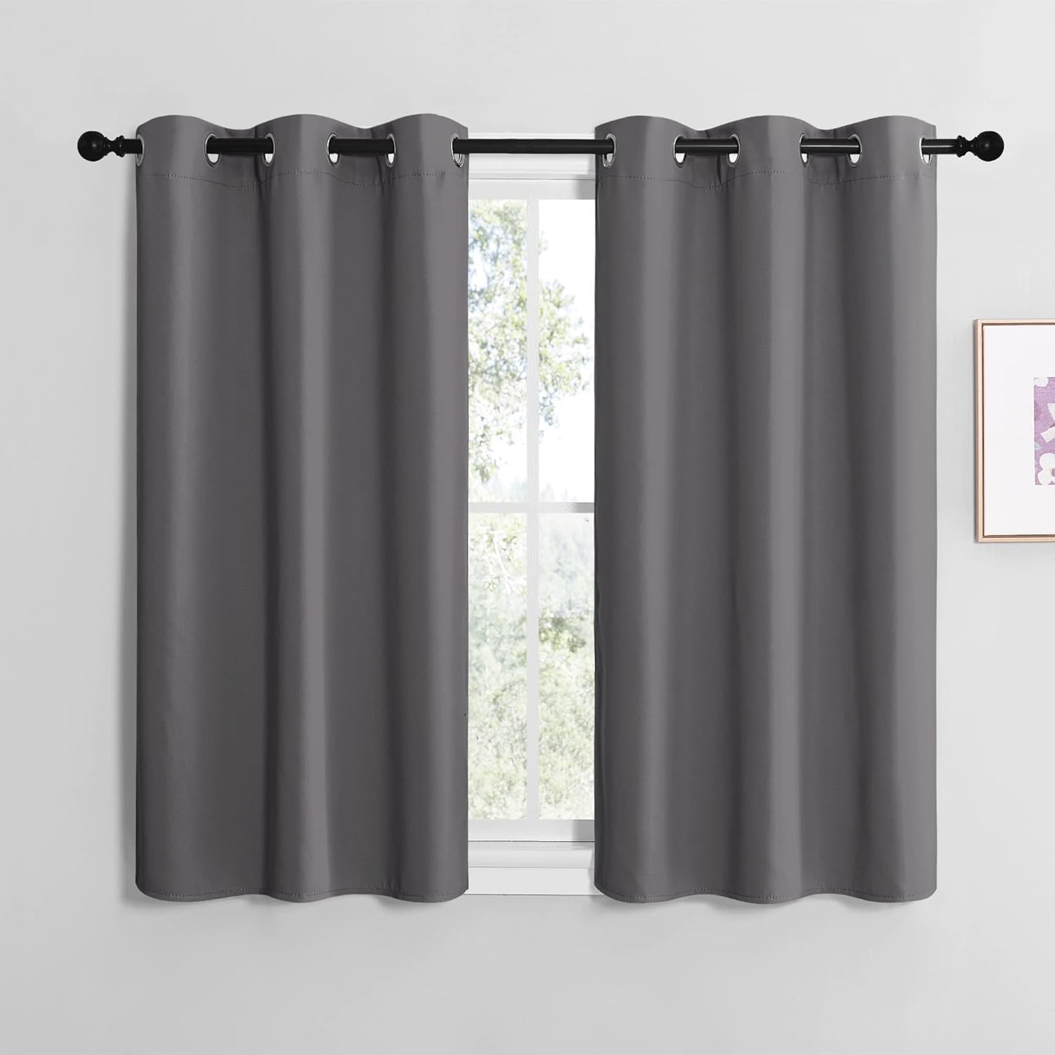 NICETOWN Grey Blackout Curtain Panels - Thermal Insulated Grommet Top Drapes | 2 Panels, 29"W x 30"L