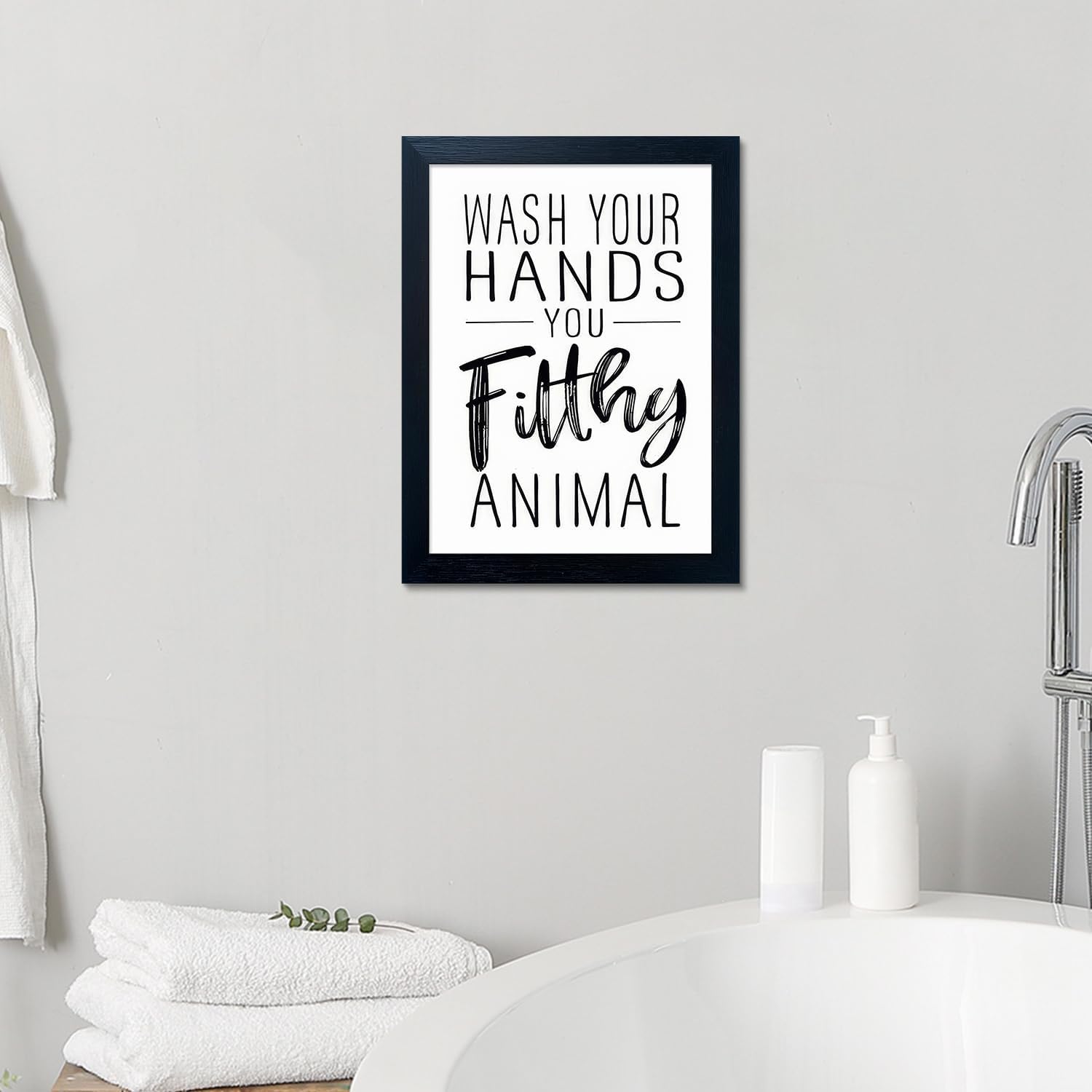 Regine Switzerland Bathroom Decor Wall Art - Framed Black and White Prints for Guest Toilets