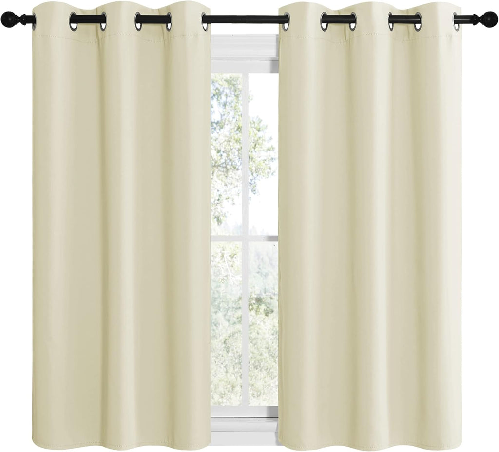 NICETOWN Kitchen Curtains - Thermal Insulated Grommet Draperies for Room Darkening | Beige, 2 Panels, W42 x L50 Inches
