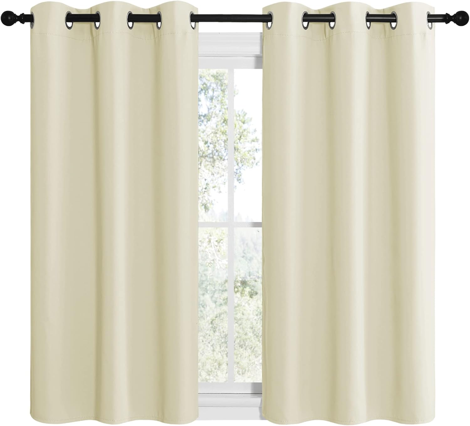 NICETOWN Kitchen Curtains - Thermal Insulated Grommet Draperies for Room Darkening | Beige, 2 Panels, W42 x L50 Inches