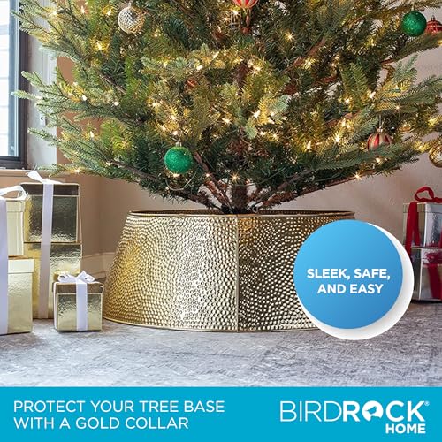 Hammered Metal Christmas Tree Collar - 4-Panel Gold Iron Tree Skirt