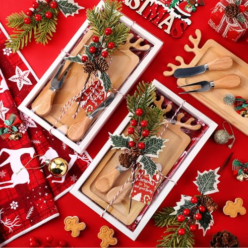 LemonRoad 6-Piece Reindeer Christmas Cutting Board Gift Set with Utensils & Decor